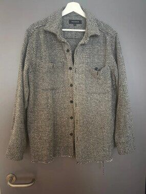 Women's Grey Herringbone Shacket Overshirt Size M